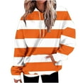 thumbnail image 1 of Qulqfy Women's Striped Sweatshirts Pullover Oversized Long Sleeve Orange Sweatshirts Tunic Women Fall Tops 2XL, 1 of 4