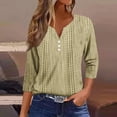 thumbnail image 1 of Qulqfy Women's T Shirts Loose-Fitting 3/4 Length Sleeve V-Neck Causal Tunic Vacation Button Tops for Women Trendy 3XL, 1 of 5
