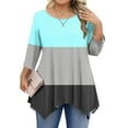 thumbnail image 1 of Qulqfy Women's Tops Spring 3/4 Length Sleeve Plus Size Shirts Crew Neck Tunic Swing Going Out Fall Tops Womens Blouses L, 1 of 5