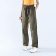 thumbnail image 1 of Qulqfy Women's Wind Resistant Pants Outdoor Waterproof Hiking Pants Green Drawstring Womens Casual Trousers L, 1 of 9