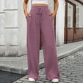 thumbnail image 1 of Qulqfy Womens Baggy Sweatpants Purple Ribbed Uncuffed Sweat Pants Loose High Waisted Wide Leg Pants for Women, 1 of 6