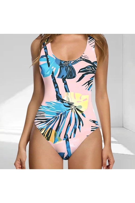 Womens Bathing Suits One Piece Slimming Tummy Control Modest Tankini Padded High Waisted Floral Swimwear Swimsuit for Women L