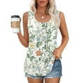 thumbnail image 1 of Qulqfy Womens Camisole Tank Tops Smocked Cute Summer Floral Shirts Spring Crew Neck Sleeveless Plus Size Camisole women's Tops L, 1 of 6