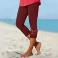 thumbnail image 1 of Qulqfy Womens Capri Pants Stretch Red Beach Vacation Slim Leg Yoga Capris Summer High Waisted Leggings Womens Pull On Pants S, 1 of 9