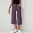 thumbnail image 1 of Qulqfy Womens Capri Pants Wide Leg Flat Front Dressy Purple Stretch Capris Summer High Waisted Pants with Pockets Pants Women M, 1 of 6
