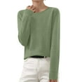 thumbnail image 1 of Qulqfy Womens Knitting Cotton Sweaters Crew Neck Long Sleeve Fall and Winter Sweaters Basic Pullover Women Green Tops L, 1 of 6