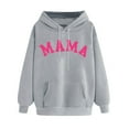 thumbnail image 1 of Qulqfy Womens Mama Hoodies Valentines Gray Pullover Long Sleeve Hoodies with Pouch Fall Blouses for Women S, 1 of 4