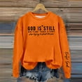 thumbnail image 1 of Qulqfy Womens Orange Shirts Pullover Long Sleeve God is Still Writing Your Story No Hood Shirts Graphic Women Blouses M, 1 of 3