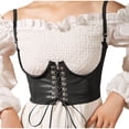 thumbnail image 1 of Qulqfy Womens Pirate Corset Top Underbust Leather Tank Top Solid Front Closure with Straps Corset Tops for Women, 1 of 4
