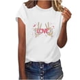 thumbnail image 1 of Qulqfy Womens Short Sleeve Tshirts White Love Print Shirts Graphic Crew Neck Spring Summer Tees L, 1 of 5