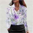 thumbnail image 1 of Qulqfy Womens Silk Blouses Dressy Satin Cowl Neck Plus Size Multicolor Blouse Long Sleeve Floral Shirt Tops Women L, 1 of 5
