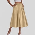 thumbnail image 1 of Qulqfy Womens Summer Maxi A-Line Long Skirts Flowy Stretchy Plus Size Ruched Layered Beige Skirts for Women 2XL, 1 of 5