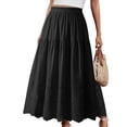 thumbnail image 1 of Qulqfy Womens Summer Maxi A-Line Long Skirts Flowy Wrap Lace 100%Cotton Ruched Layered Black Skirt OS, 1 of 6
