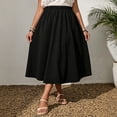 thumbnail image 1 of Qulqfy Womens Summer Maxi A-Line Long Skirts Layered Ruched Flowy Plus Size Black Skirt 2XL, 1 of 6