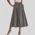 thumbnail image 1 of Qulqfy Womens Summer Maxi A-Line Long Skirts Stretchy Flowy Plus Size Dark Gray Ruched Layered Skirts for Women 3XL, 1 of 5