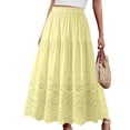 thumbnail image 1 of Qulqfy Womens Summer Maxi A-Line Long Skirts Wrap 100%Cotton Lace Flowy Ruched Layered Yellow Skirts for Women OS, 1 of 6