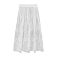 thumbnail image 1 of Qulqfy Womens Summer Maxi Half-Slip Long Skirts Wrap Stretchy Ruched Lace Mesh White Skirt OS, 1 of 4