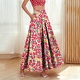 thumbnail image 1 of Qulqfy Womens Summer Maxi Peasant Long Skirts Boho Flowy Ruffle Plus Size with Pockets Wine Skirts for Women L, 1 of 9