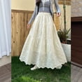 thumbnail image 1 of Qulqfy Womens Summer Maxi Peasant Long Skirts Boho Ruffle Flowy Elastic Waist Beige Skirts for Women OS, 1 of 5