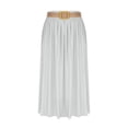 thumbnail image 1 of Qulqfy Womens Summer Maxi Peasant Long Skirts Cotton Linen Ruched Stretchy Flowy Belt White Skirt M, 1 of 6