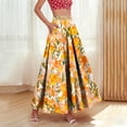 thumbnail image 1 of Qulqfy Womens Summer Maxi Peasant Long Skirts Plus Size Ruffle Flowy Boho with Pockets Orange Skirts for Women L, 1 of 9