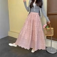 thumbnail image 1 of Qulqfy Womens Summer Maxi Peasant Long Skirts Ruffle Boho Flowy Elastic Waist Pink Skirts for Women OS, 1 of 5
