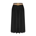thumbnail image 1 of Qulqfy Womens Summer Maxi Peasant Long Skirts Stretchy Flowy Ruched Cotton Linen Belt Black Skirt S, 1 of 6