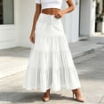 thumbnail image 1 of Qulqfy Womens Summer Maxi Pleated Long Skirts Boho Ruffle Flowy Drawstring High Waisted White Skirt S, 1 of 5