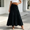 thumbnail image 1 of Qulqfy Womens Summer Maxi Pleated Long Skirts Flowy Boho Ruffle Drawstring High Waisted Black Skirt L, 1 of 5