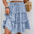 thumbnail image 1 of Qulqfy Womens Summer Midi Tiered Skirts Ruffle Flowy High Waisted Layered Blue Skirts for Women L, 1 of 5
