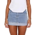 thumbnail image 1 of Qulqfy Womens Summer Mini Demin Skirts Stretchy Wrap Button High Waisted Blue with Pockets Skirts for Women S, 1 of 9
