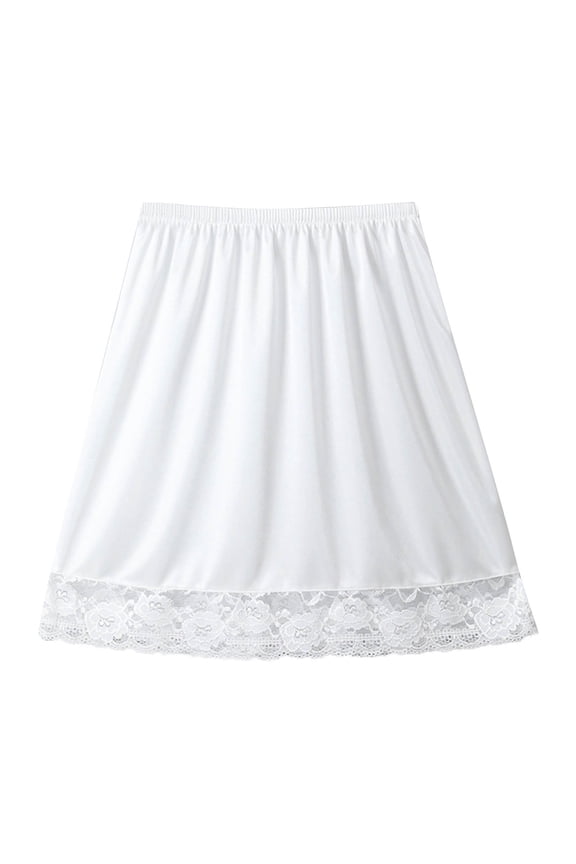 Womens Summer Mini Half-Slip Skirts Sheer Lace Wrap Stretchy Fold Over White Skirt OS