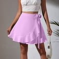 thumbnail image 1 of Qulqfy Womens Summer Mini Pleated Skirts Wrap Boho Ruffle Flowy Drawstring Pink High Waisted Skirts for Women XL, 1 of 7