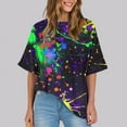 thumbnail image 1 of Qulqfy Womens Tops Plus Size Short Sleeve Crew Neck Loose Neon Pullover Blouse Shirts for Women L, 1 of 7