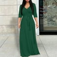 thumbnail image 1 of Qulqfy Womens Wedding Guest Dress 3/4 Sleeve Maxi Green A Line Empire Waist Plus Size V Neck Flowy Dresses Dress for Women L, 1 of 6