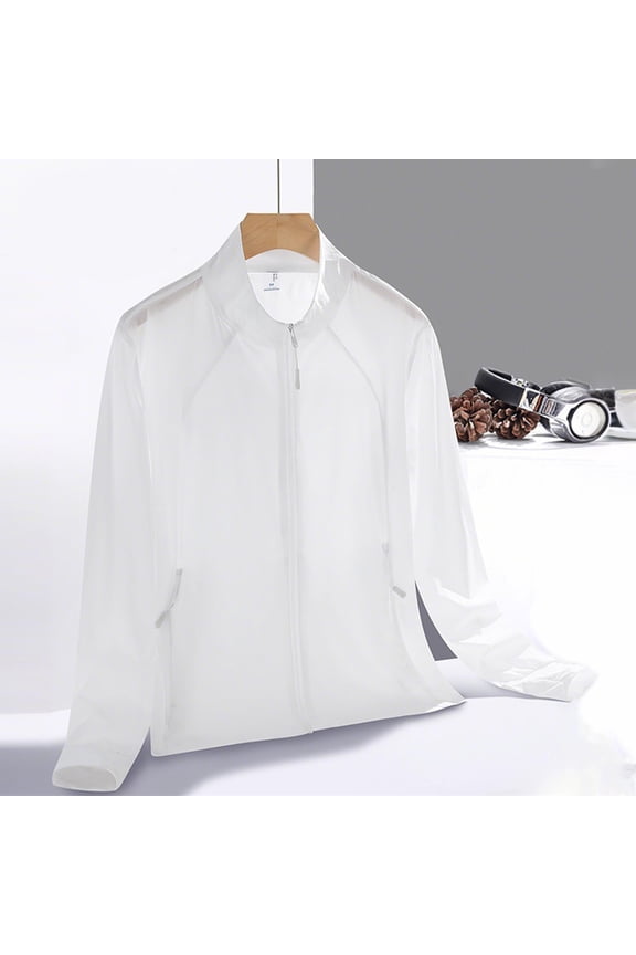 Womens White Jackets Sun Protection Lightweight UPF 50+ Zip Up Athletic Jackets Women's Nylon Tops M