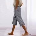 thumbnail image 1 of Qulqfy Womens Wide Leg Capri Hiking Walking Gray Fall Capri Drawstring Women's Casual Pants 2XL, 1 of 5