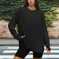 thumbnail image 1 of Qulqfy Womens Workout Clothes Oversized Gray Long Sleeve Fleece Plus Size Shirts Crew Neck Fuzzy Tunic Tops for Women, 1 of 3