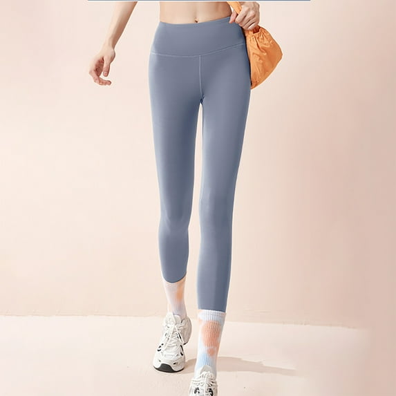 Qulqfy Workout Leggings for Women Blue Plus Size Compression Yoga Butt Lifting High Waist Tummy Control Leggings for Gym Womens Pants XL