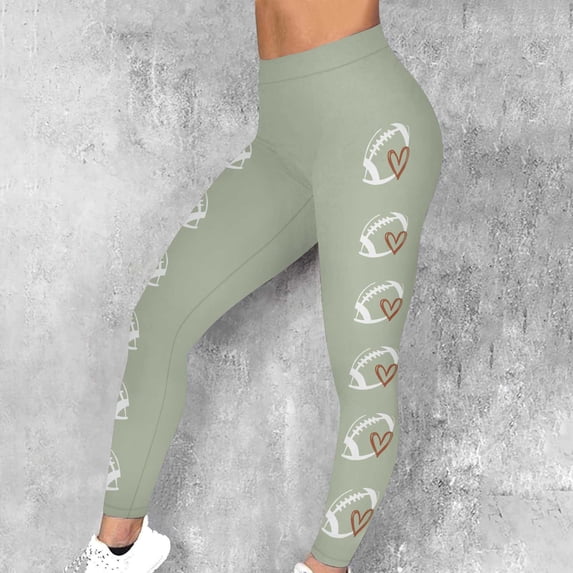 Qulqfy Workout Leggings for Women High Waisted Yoga Yellow Tummy Control Plus Size Football Compression Leggings Pants Women L