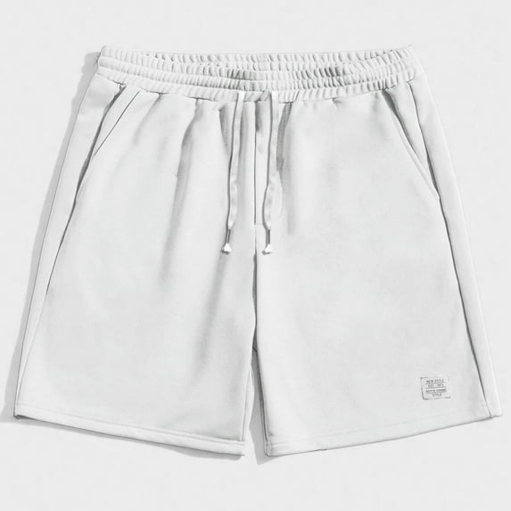 Qulqfy Workout Shorts for Men Summer Running White Gym Shorts Solid Spring Elastic Waist Shorts for Men S