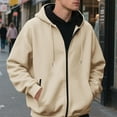 thumbnail image 1 of Qulqfy Yellow Men's Hoodies Streetwear Full Zip Casual Long Sleeve Fall Hooded Sweatshirts Mens Jackets Stylish L, 1 of 9