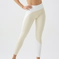 thumbnail image 1 of Qulqfy Yoga Leggings for Women Nylon High Waist Color Block Leggings Workout Running Women Beige Pants L, 1 of 3