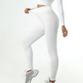 thumbnail image 1 of Qulqfy Yoga Leggings for Women White Compression Ribbed Butt Lifting Stretchy High-Waisted Tummy Control Leggings Women's Pants S, 1 of 6