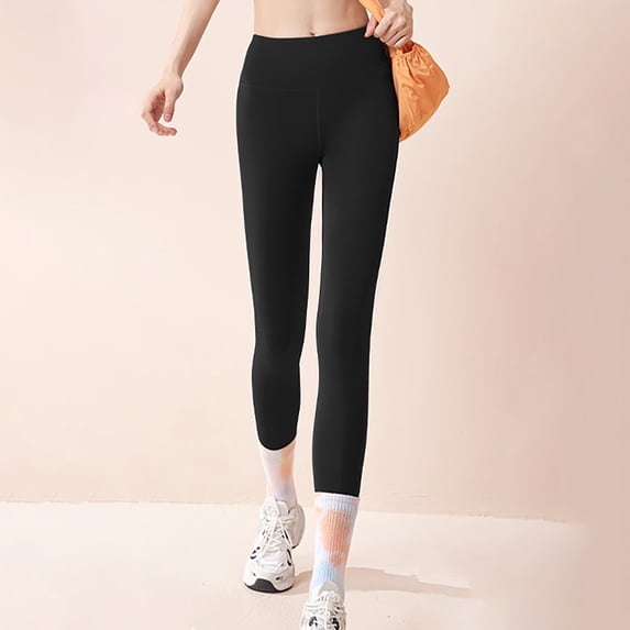Qulqfy Yoga Women's Leggings Workout Plus Size Compression Black High Waist Butt Lifting Tummy Control Leggings for Gym Pants for Women L