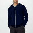 thumbnail image 1 of Qulqfy Zip Up Mens Hoodie Fall Blue Casual Work Solid Color Long Sleeve Hooded Sweatshirts Mens Jacket S, 1 of 7