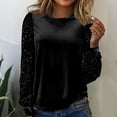 thumbnail image 1 of Qulqfy women's Velvet tops Black Sequin Long Sleeve Sparkly Shirts Crew Neck Elegant Blouses Spring Tops for Women L, 1 of 8