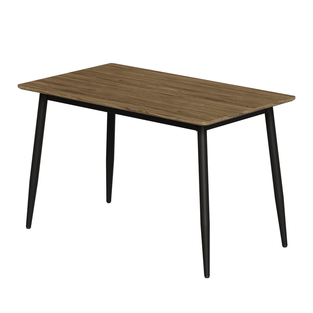 Qumbnk Rectangle Wood Tabletop Dining Desk with Black Metal Legs ...