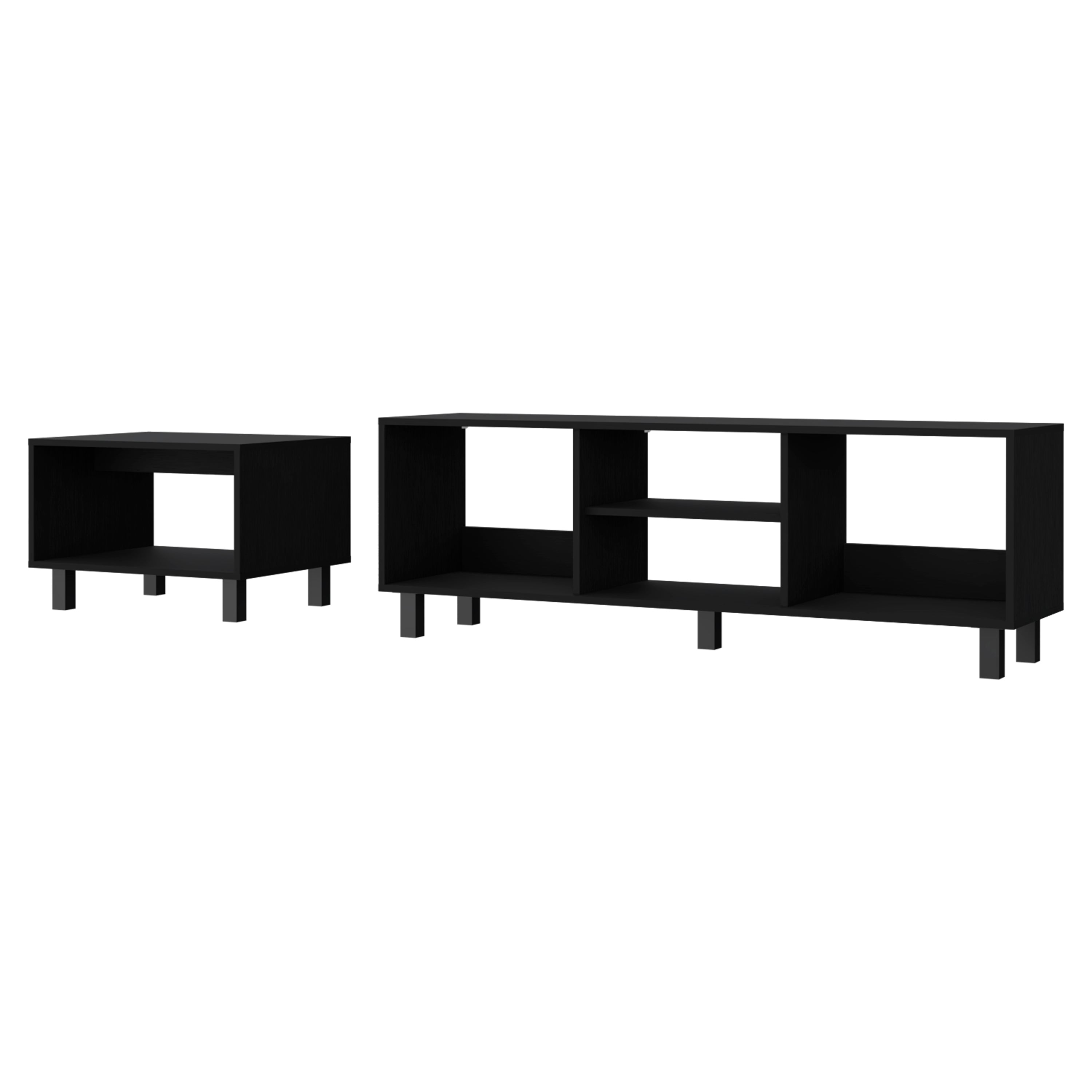 Qumbnk Rectangle Wood Tea Table Coffee Table End Table TV Stand Set for ...