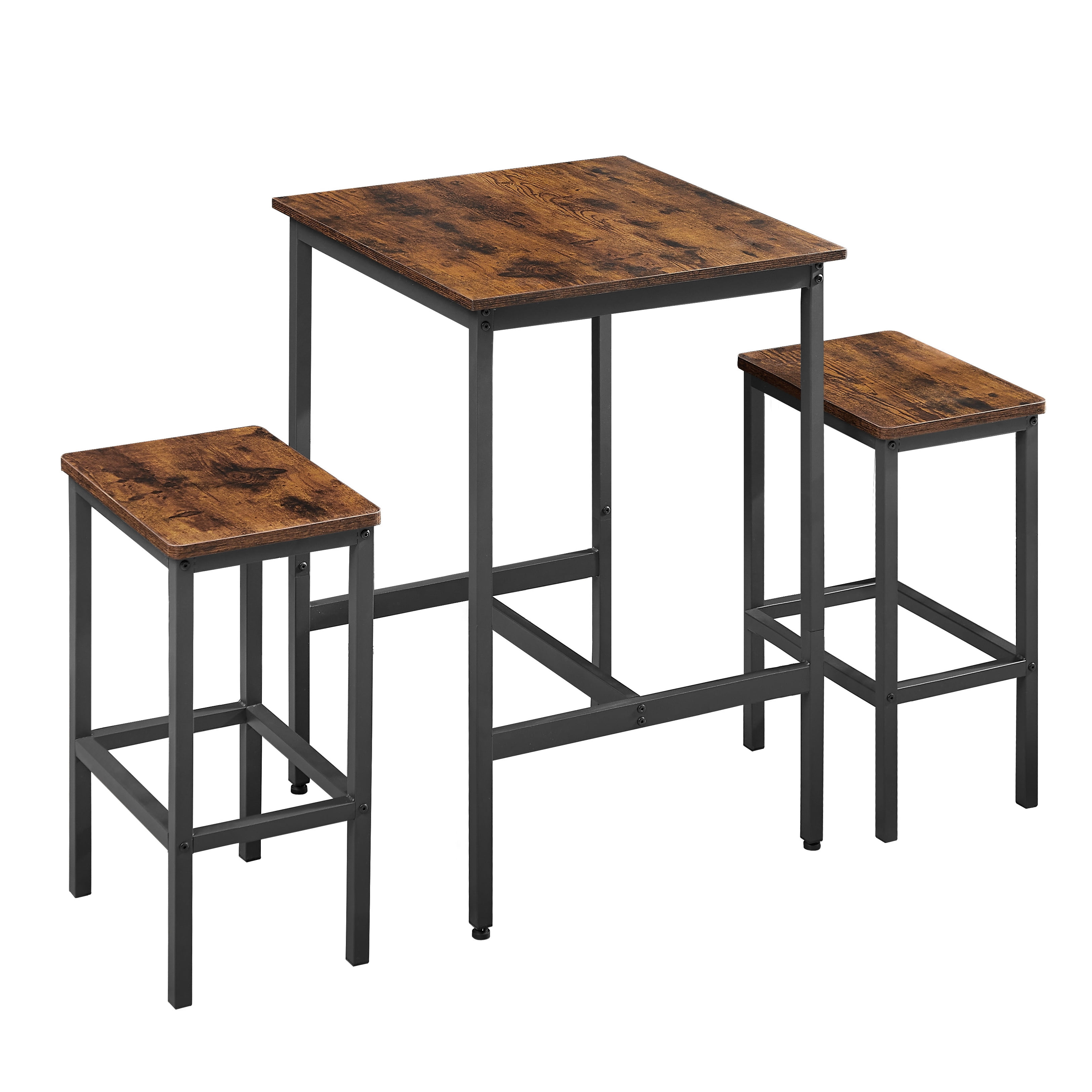 Rustic Brown and Black Particle Board Pub Table Set